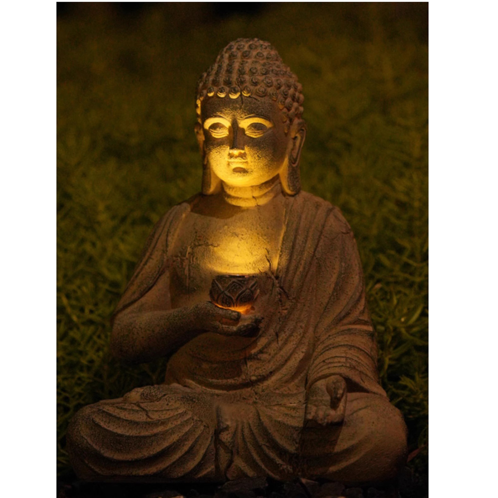 Estatua de Buda Solar de resin - Bonsai Garden Zen reseña y precio