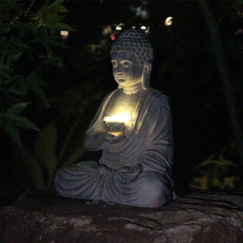Estatua de Buda Solar de resin - Bonsai Garden Zen reseña y precio
